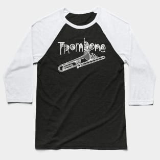 Trombone Halloween Cobwebs White Text Baseball T-Shirt